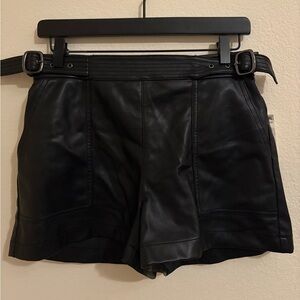 Black High Waist Leather Shorts